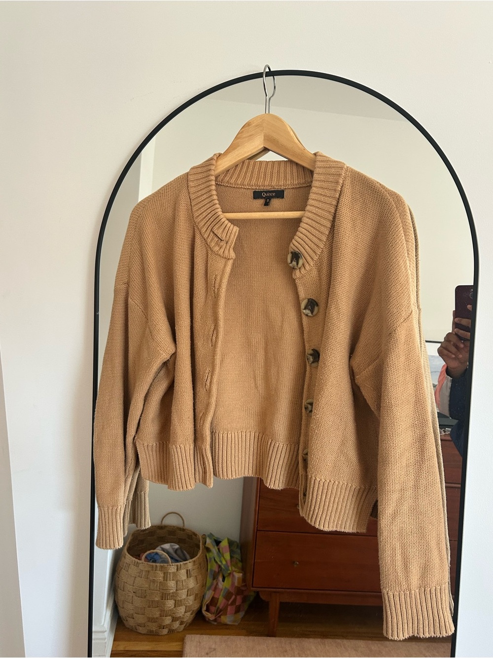 Quince Tan Button-Front Women's Cardigan